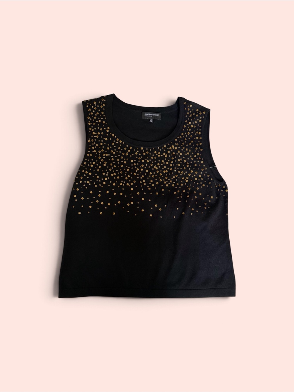 Jones New York Black Tank Top with Gold Stud Accents
